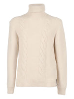 Beige Turtle Neck Ribbed Sweater 1