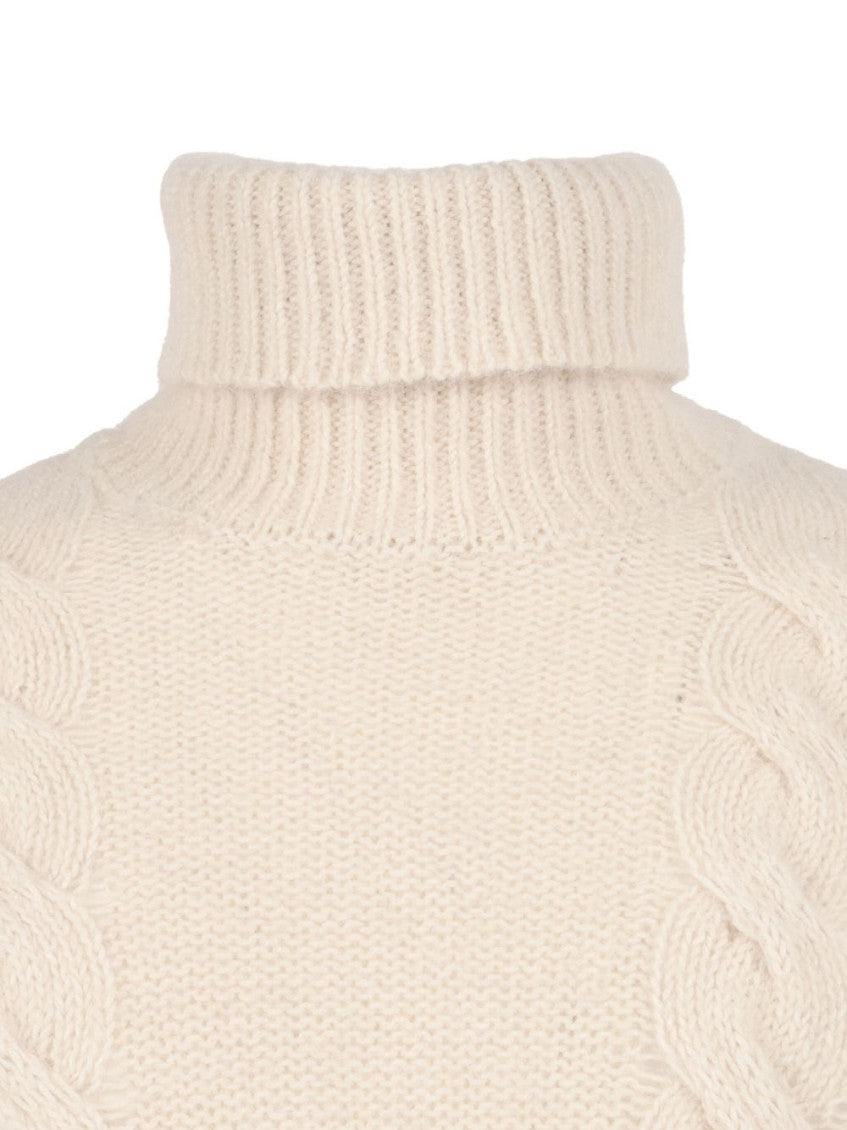 Beige Turtle Neck Ribbed Sweater 2
