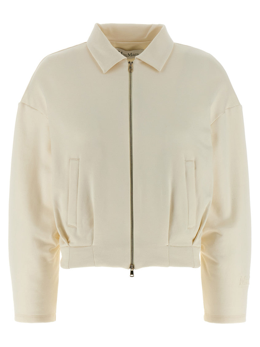 White Zip-Up Collar Sweatshirt 1