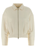 White Zip-Up Collar Sweatshirt 1