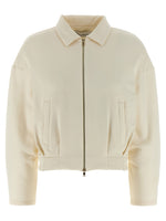 White Zip-Up Collar Sweatshirt 1