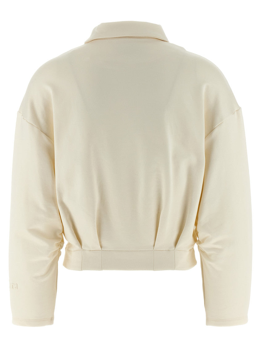 White Zip-Up Collar Sweatshirt 2