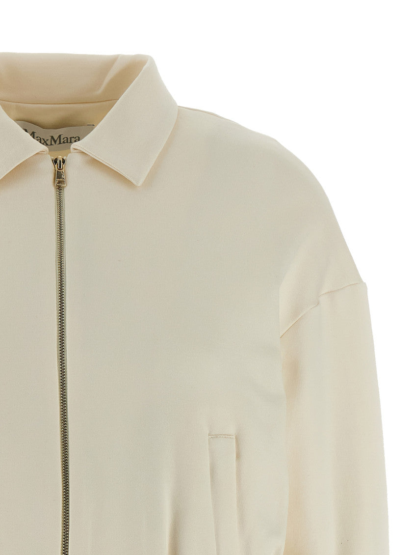 White Zip-Up Collar Sweatshirt 3