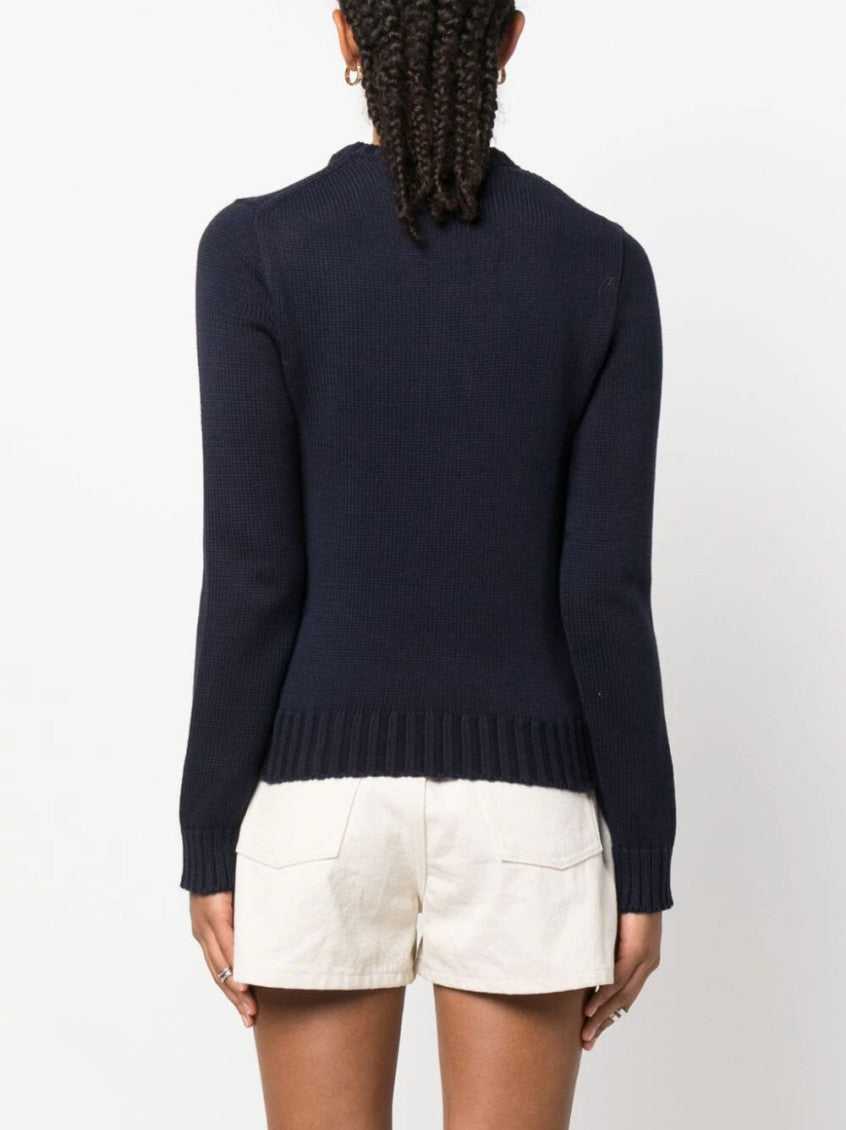 Navy Blue Graphic Print Sweater 2