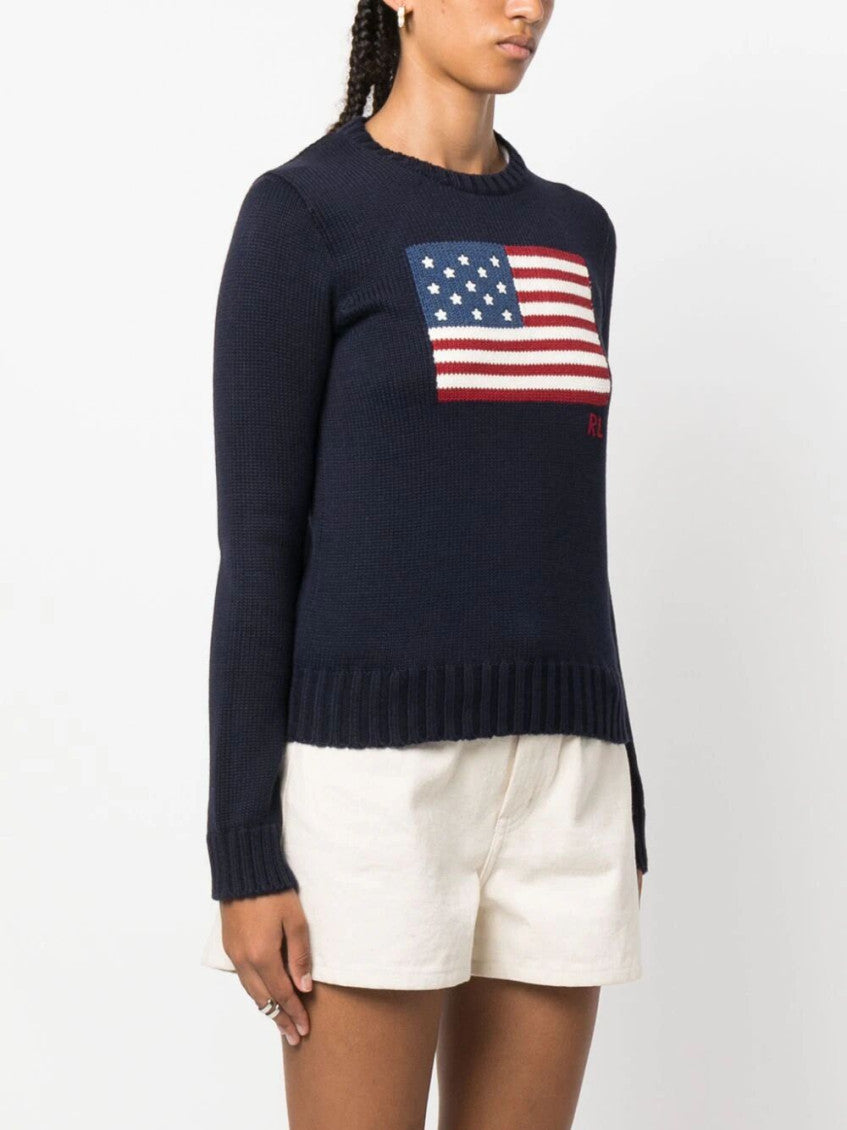 Navy Blue Graphic Print Sweater 3