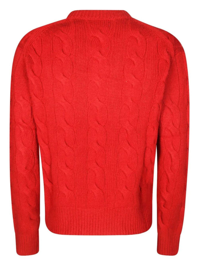 Red Cable Knit Logo Sweater 2