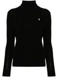 Black Turtleneck Embroidered Logo Sweater 1