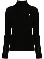 Black Turtleneck Embroidered Logo Sweater 1