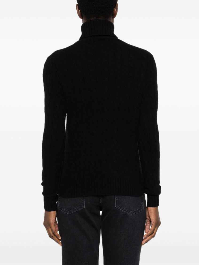 Black Turtleneck Embroidered Logo Sweater 4