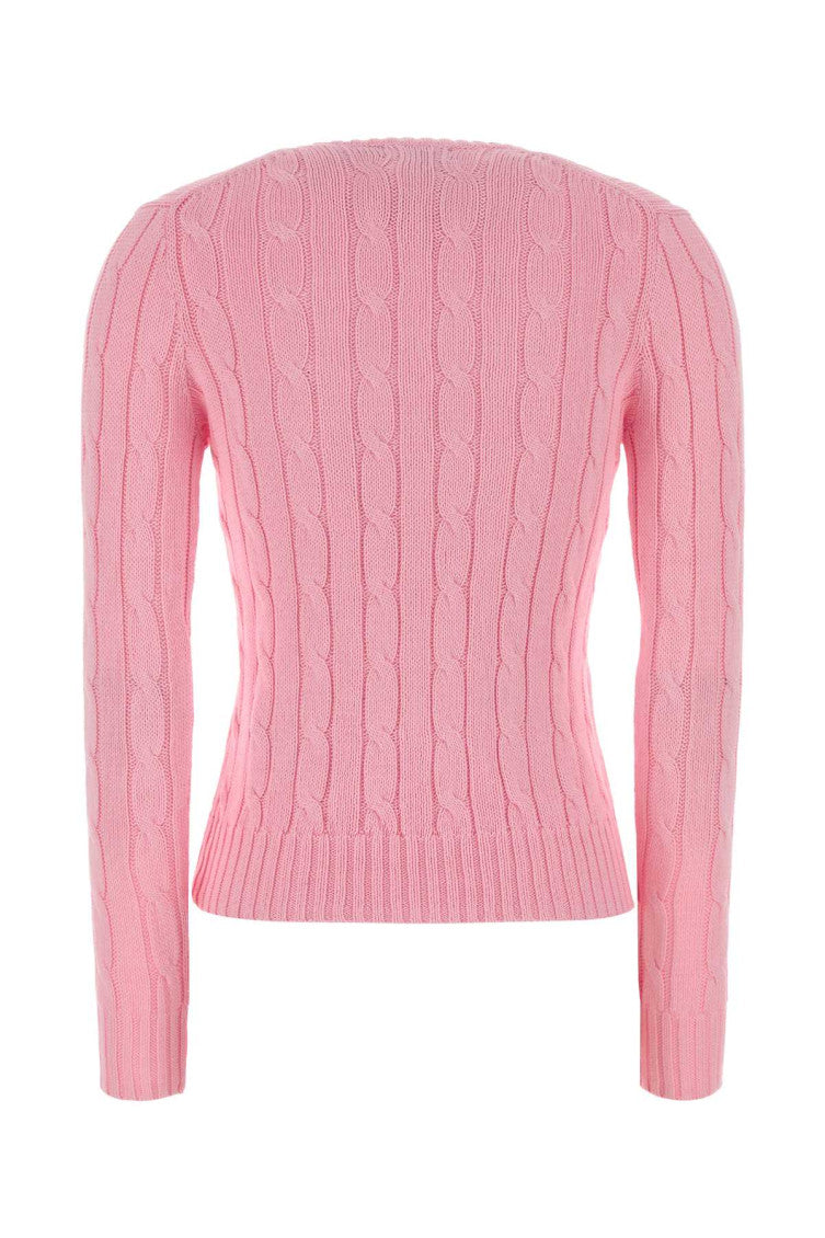 Pink V-Neck Logo Sweater 2