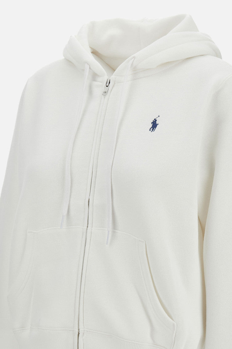 White Logo Zip-Up Hoodie 3