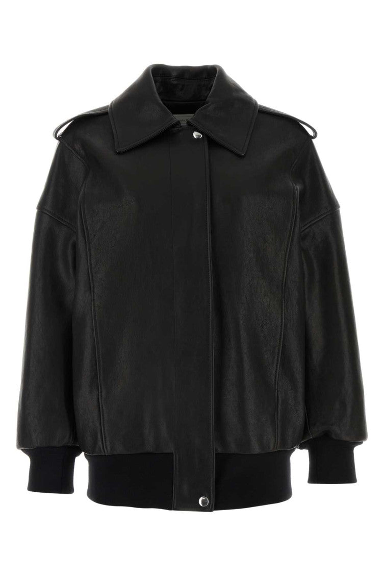 Black leather oversize jacket 1