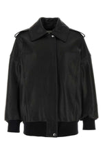 Black leather oversize jacket 1
