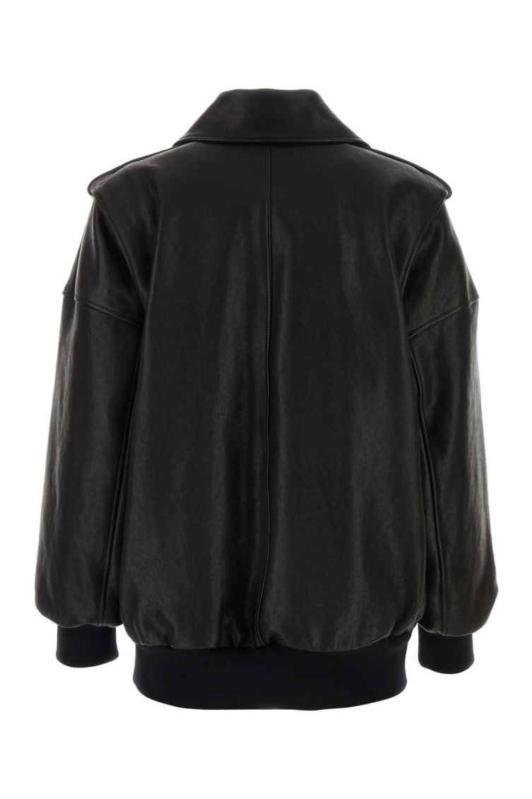 Black leather oversize jacket 2