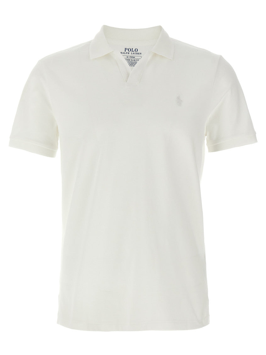 White Logo embroidery polo shirt 1