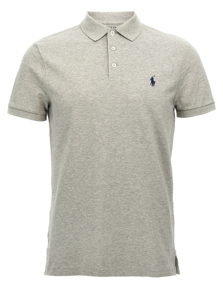 Grey Logo embroidery polo shirt 1