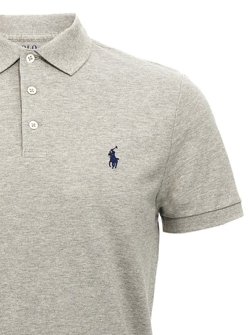 Grey Logo embroidery polo shirt 3