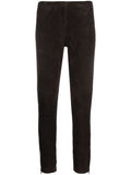 Dark Brown Monet slim-fit suede trousers 1