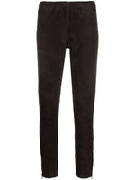 Dark Brown Monet slim-fit suede trousers 1