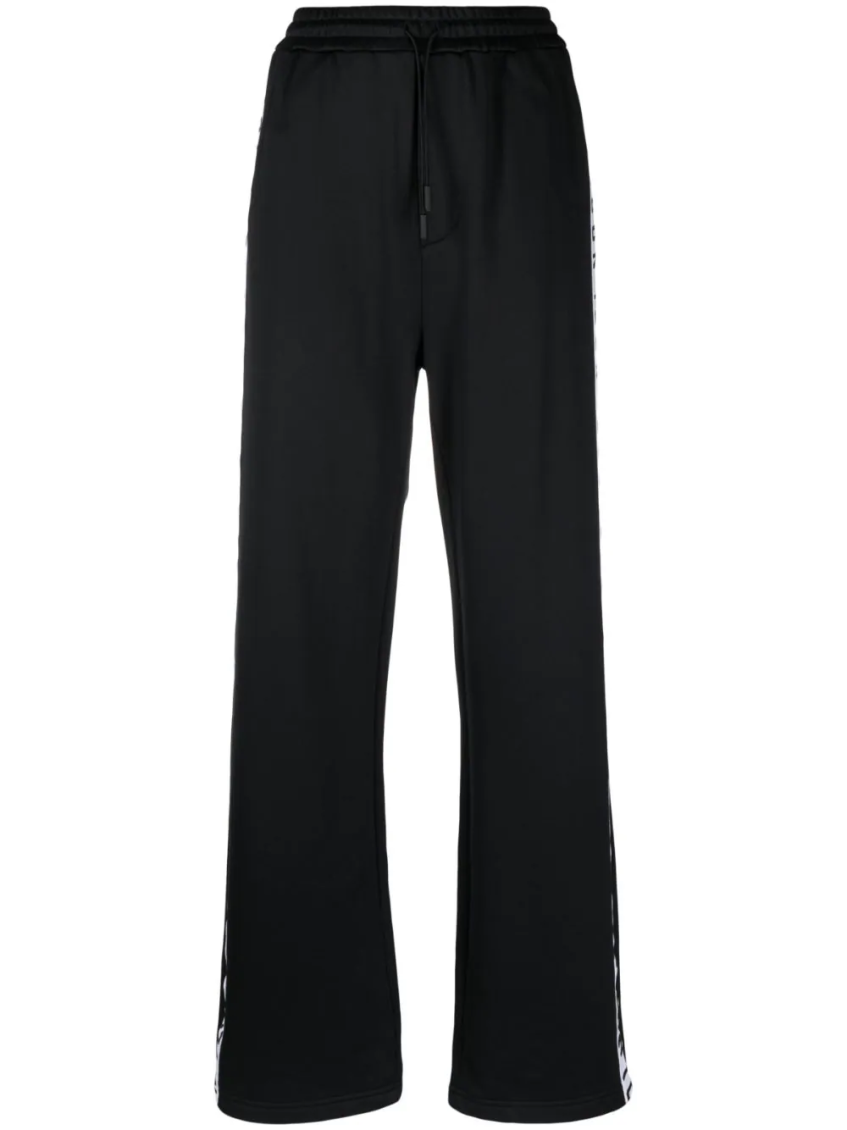 Black Logo-tape Wide-leg Track Pants 1