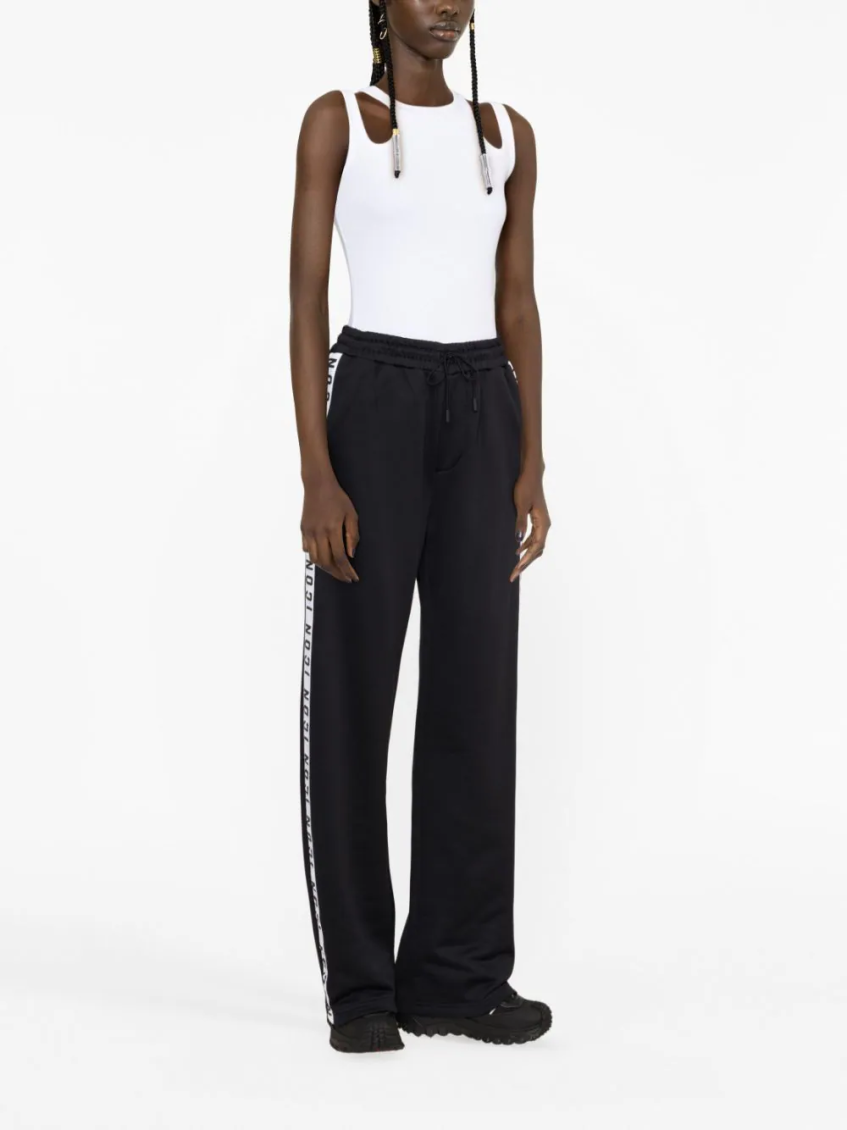 Black Logo-tape Wide-leg Track Pants 3