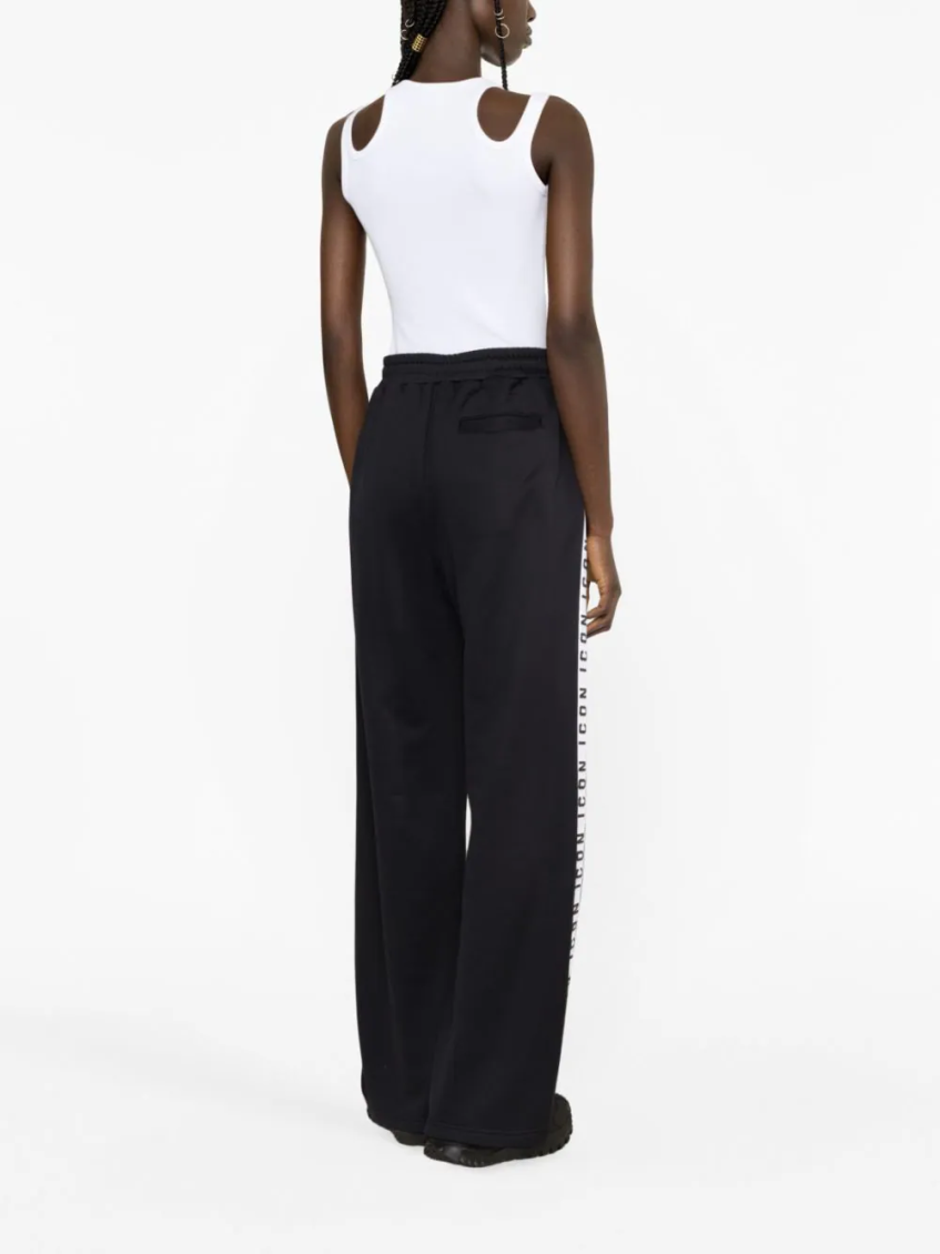 Black Logo-tape Wide-leg Track Pants 4