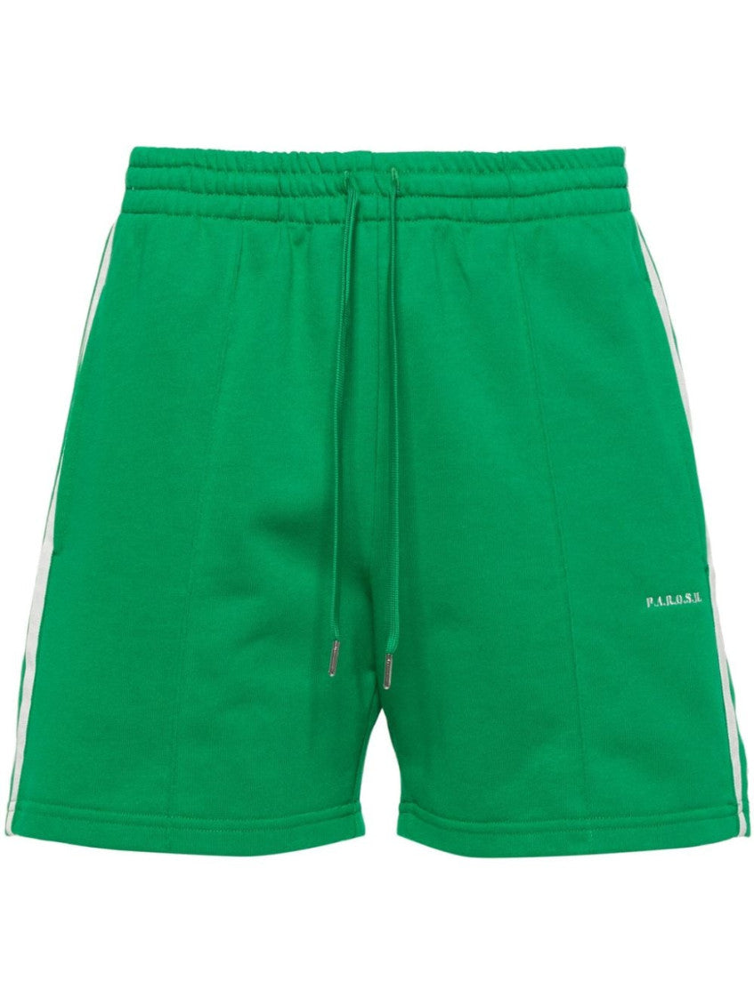 Green Off White Striped Jersey Shorts 1