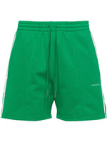Green Off White Striped Jersey Shorts 1
