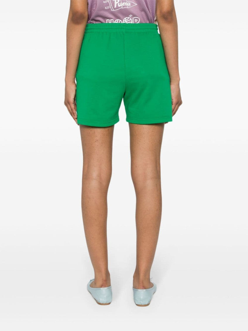 Green Off White Striped Jersey Shorts 4