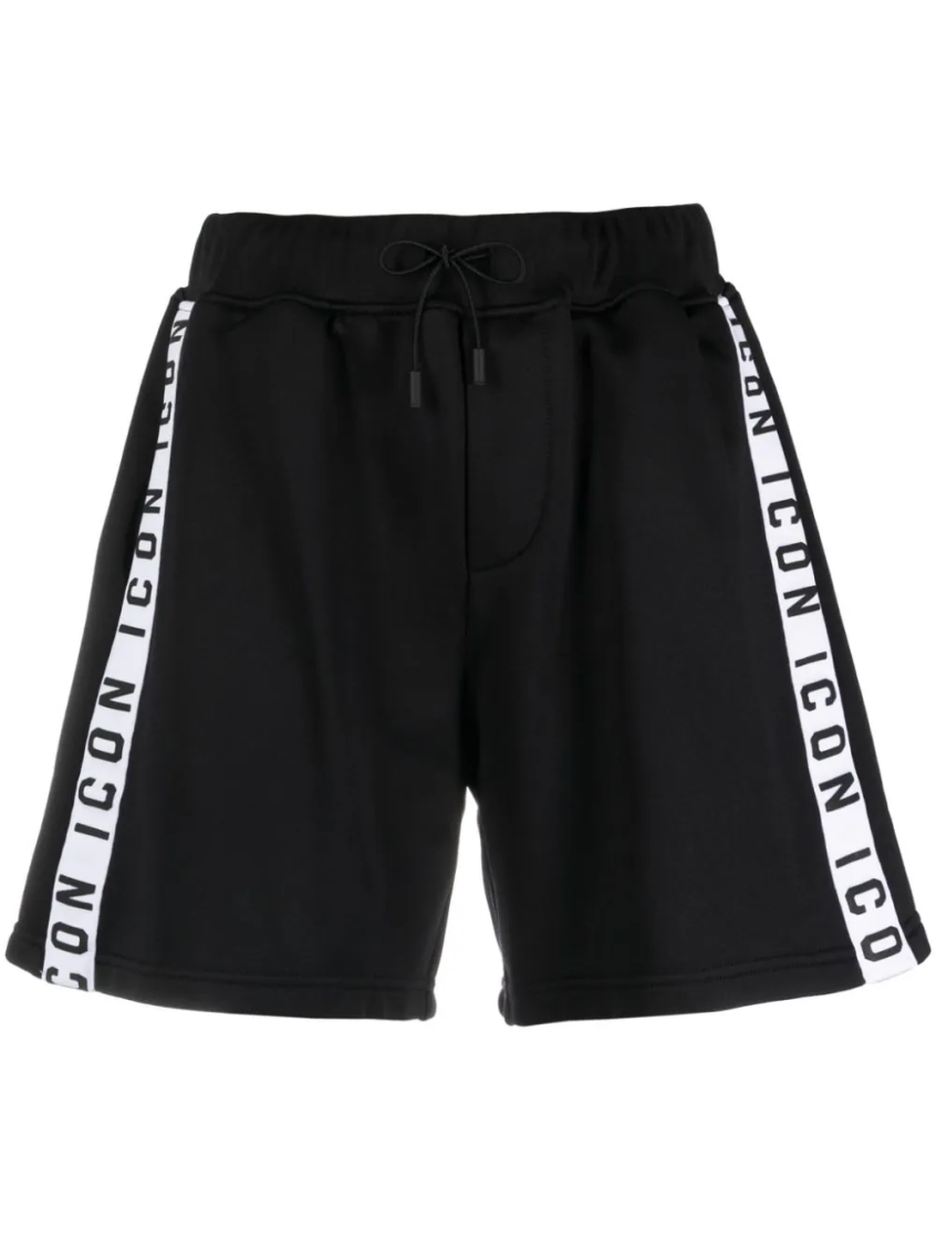 Black Icon-stripe Drawstring Shorts 1