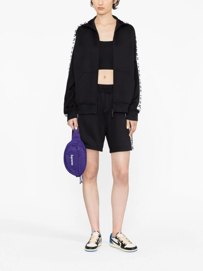 Black Icon-stripe Drawstring Shorts 2