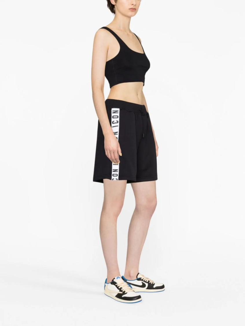Black Icon-stripe Drawstring Shorts 4