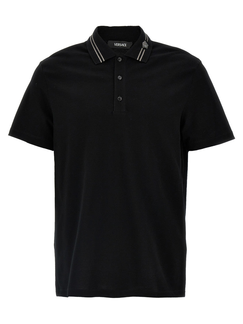 Black Medusa Embroidery Polo Shirt 1