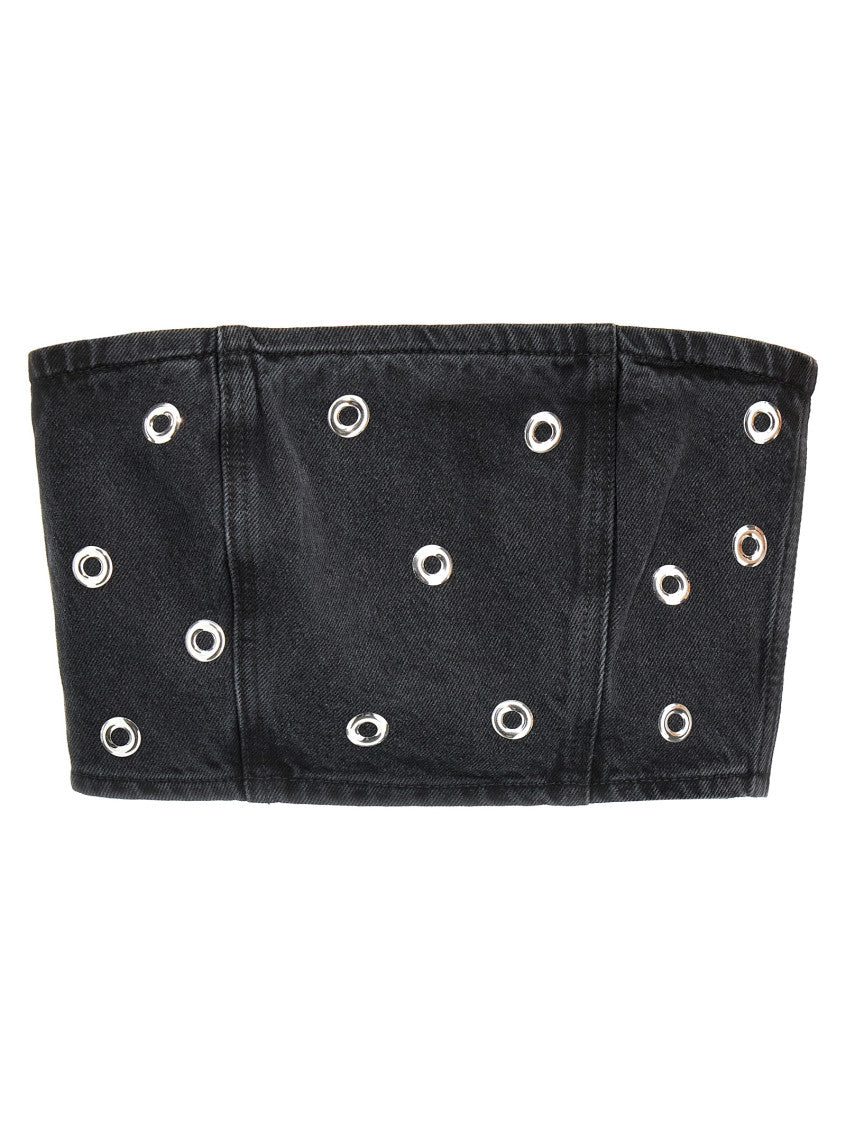 Black 'Studded Denim' top 1