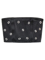 Black 'Studded Denim' top 1