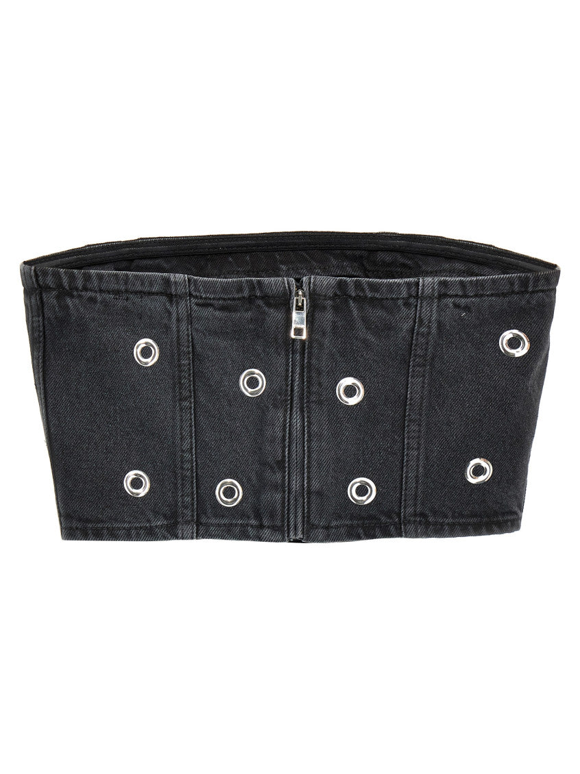 Black 'Studded Denim' top 2