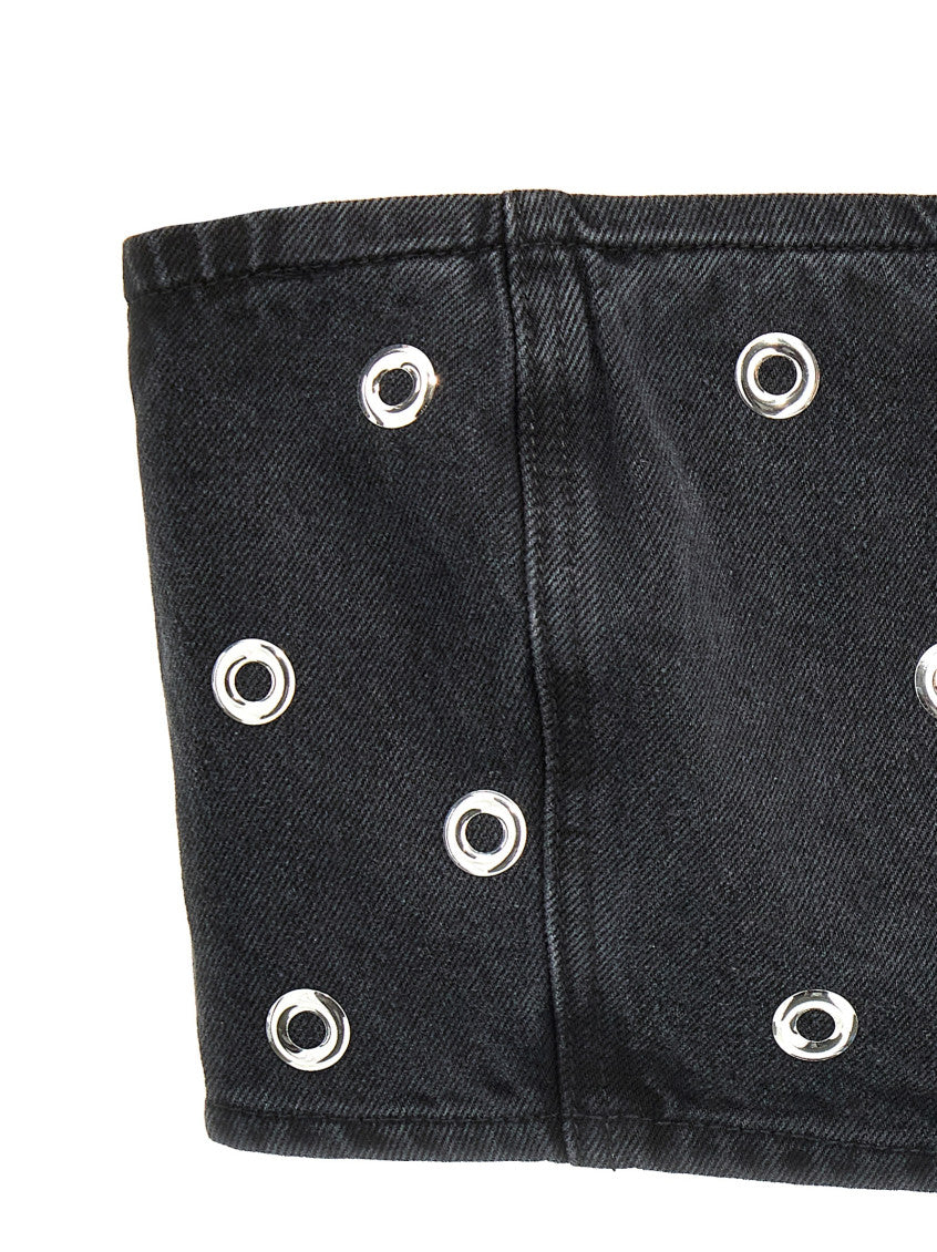 Black 'Studded Denim' top 3