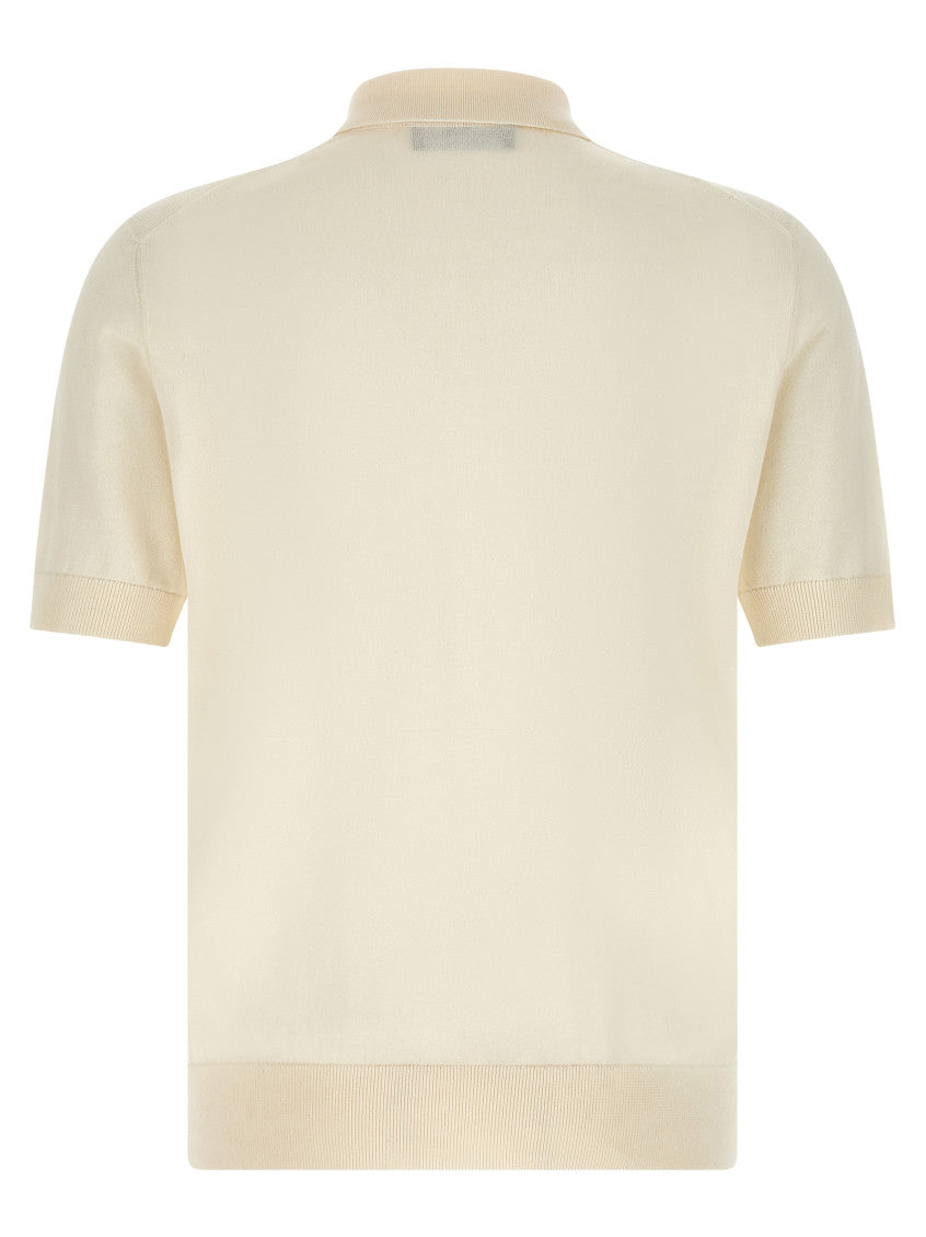 White Embroidered Patch Polo 2