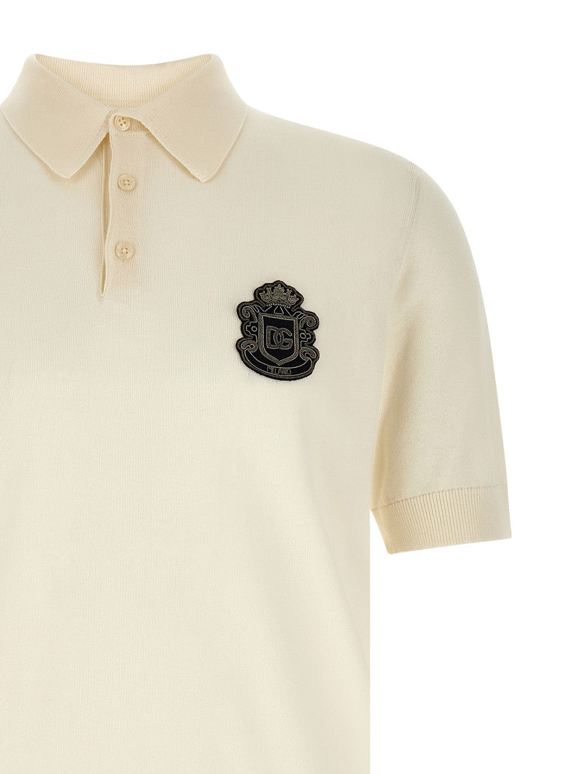 White Embroidered Patch Polo 3