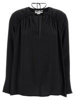 Black 'Gather Detail Tie' blouse 1