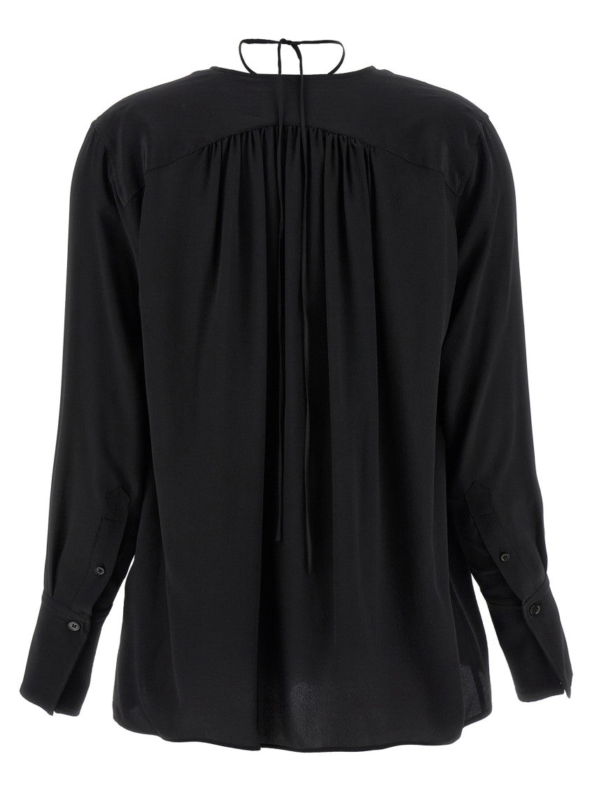 Black 'Gather Detail Tie' blouse 2