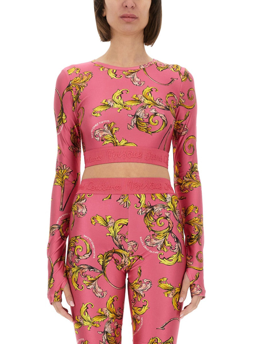 Pink Printed Round Neck Top 1