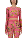 Pink Printed Round Neck Top 1