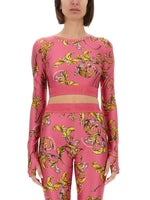 Pink Printed Round Neck Top 1