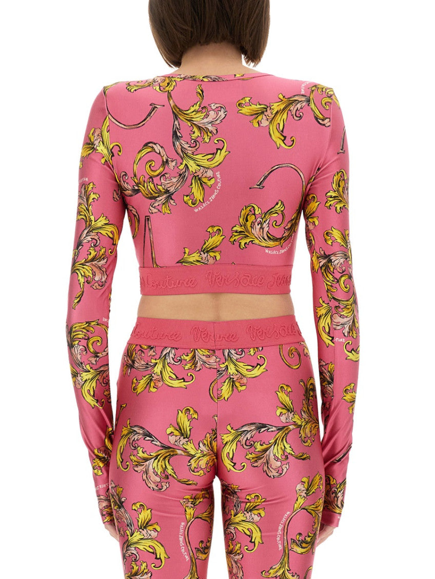 Pink Printed Round Neck Top 2