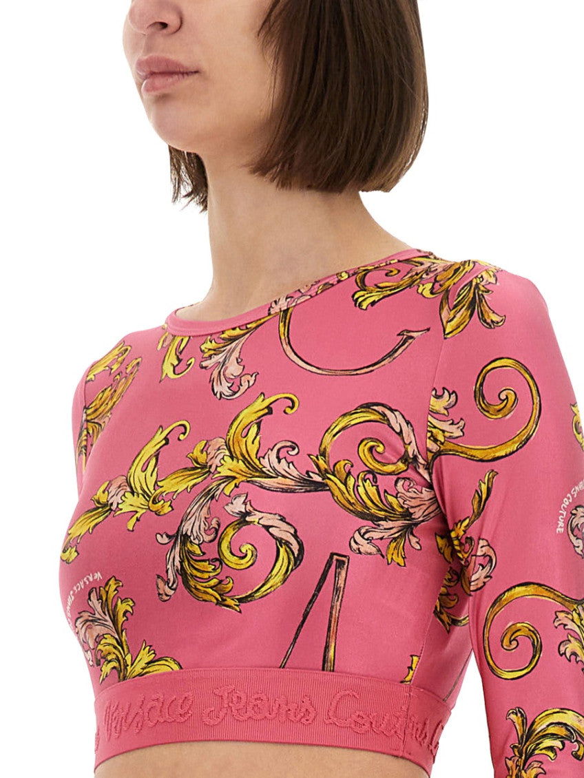 Pink Printed Round Neck Top 3