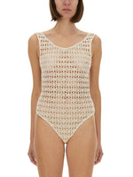 White Crochet Scoop Neck Top 1