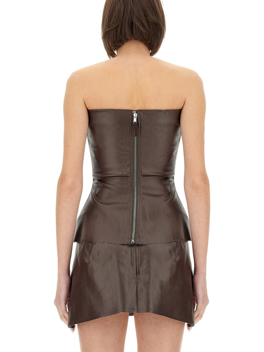 Brown Solid Strapless Top 2