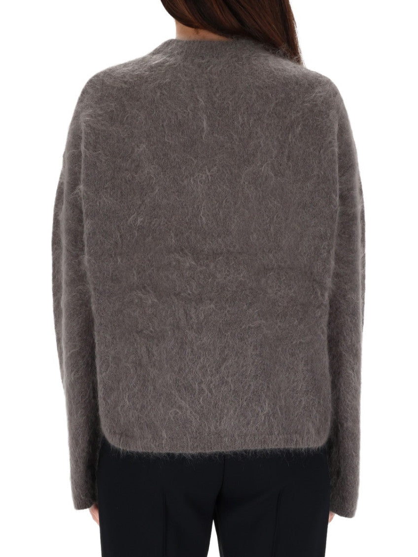 Grey Solid Crew Neck Sweater 3