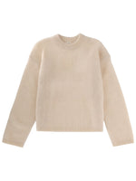 White Solid Crew Neck Sweater 1